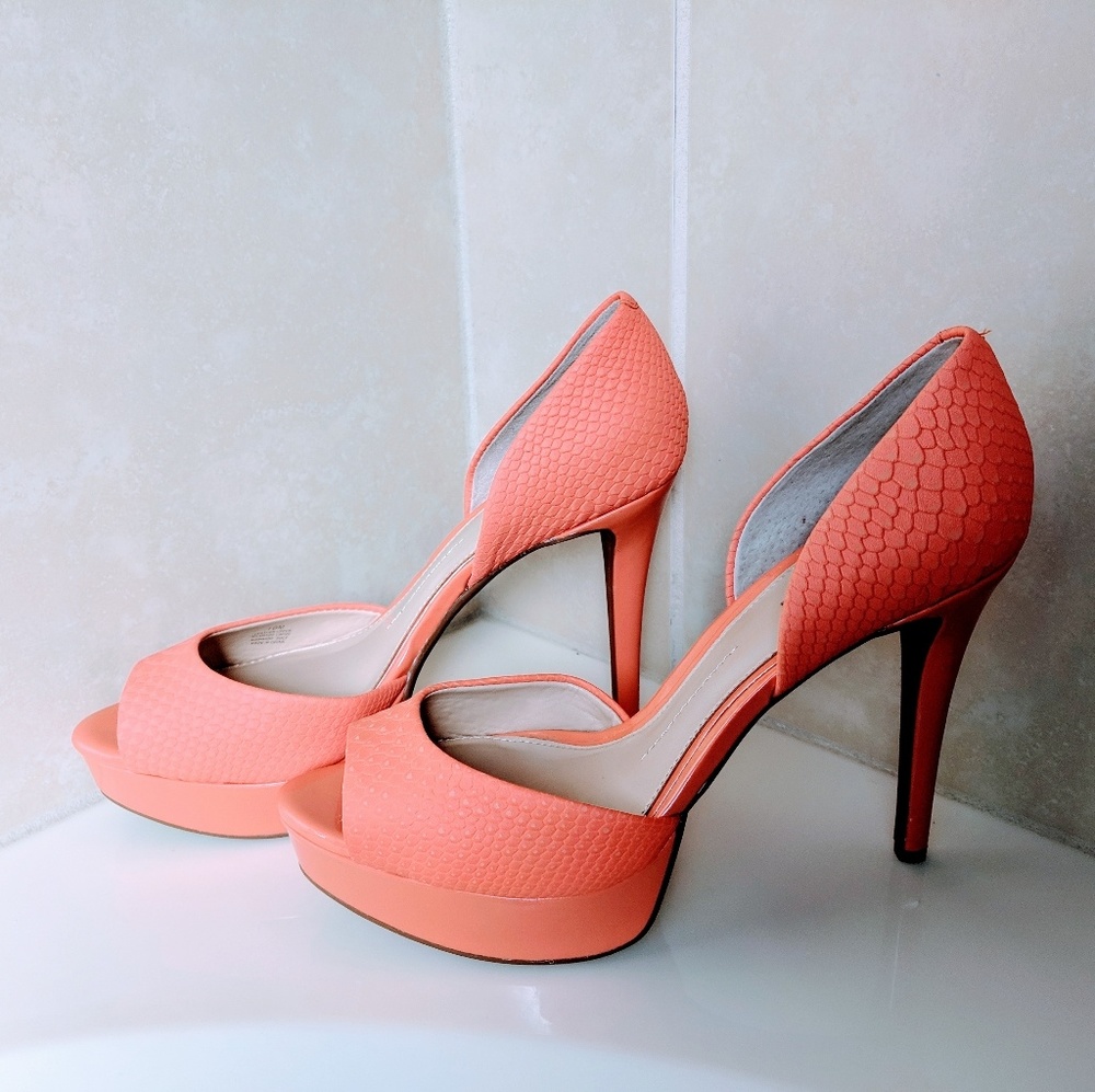 Gianni Bini Mamba Peep Toe Heels Sunset Rose NWT